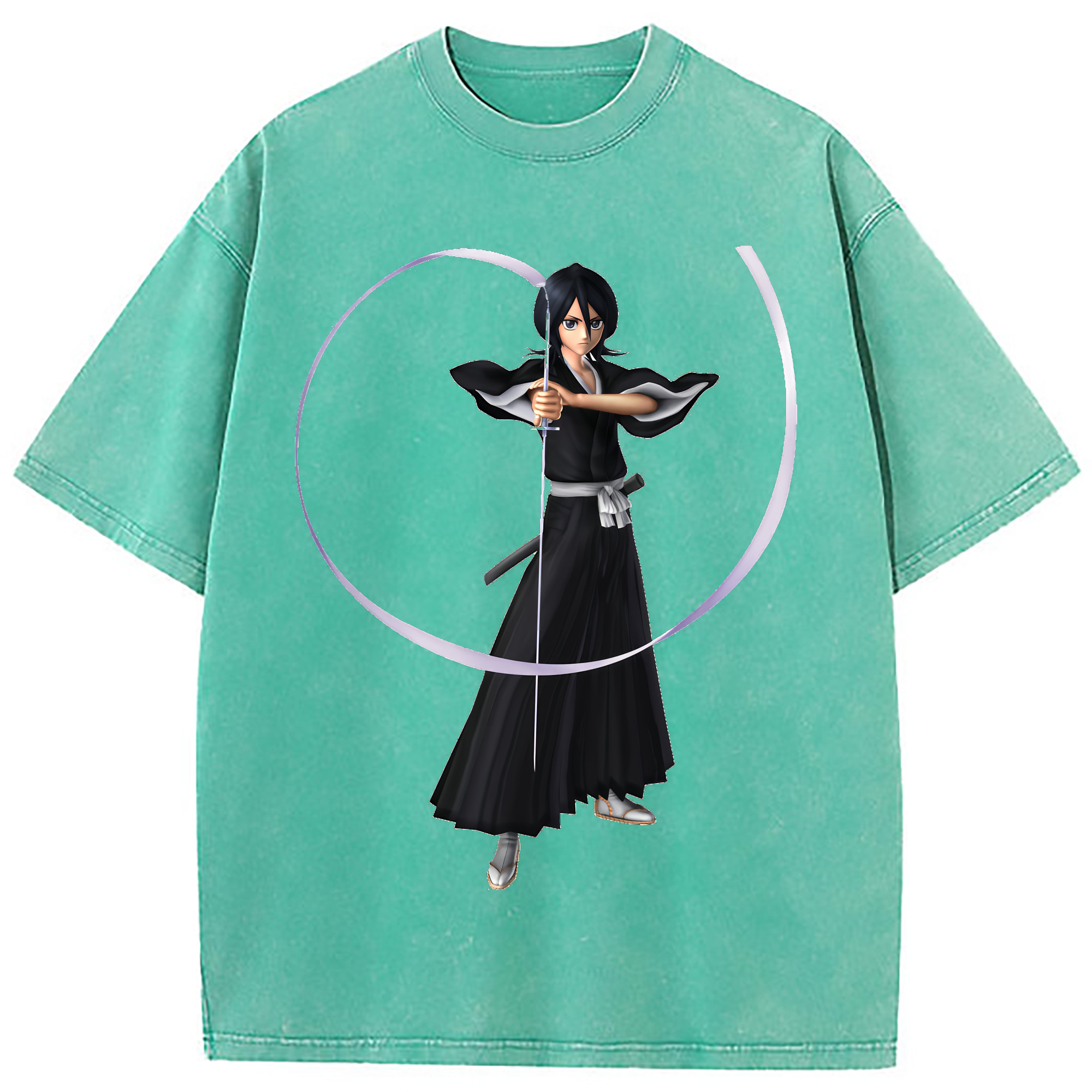 （画像用） ブリーチ 朽木ルキア BLEACH Kuchiki Rukia 綿100% ヴィンテージ風 半袖Tシャツ（フロントプリント）